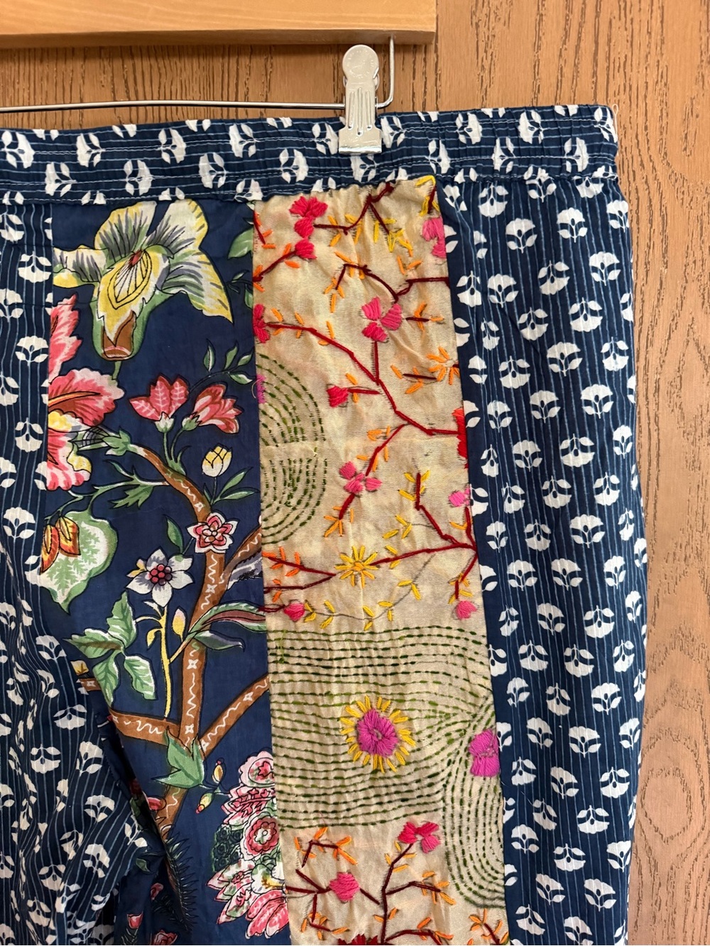 Kaantha Karma Boho Patchwork Phulkari Flare Pant - Multicolor Floral-XXL - Picture 11 of 14
